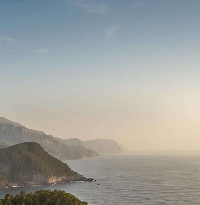 Coastal view of mountains